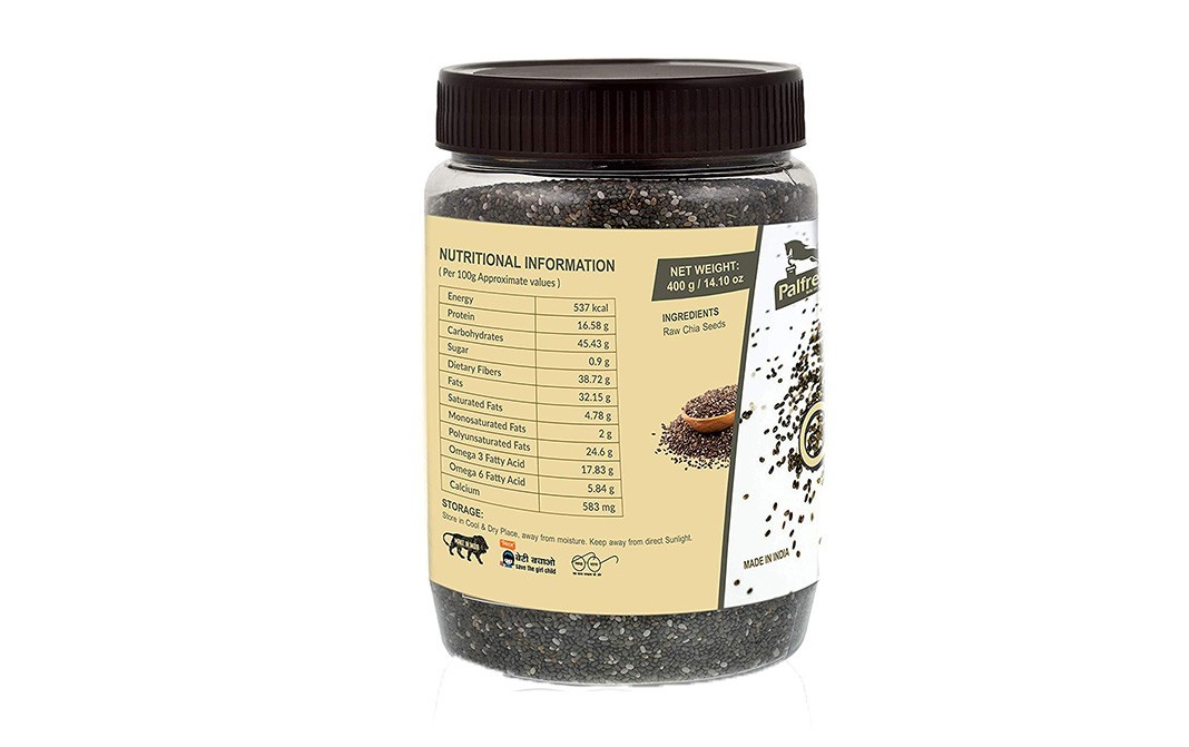 Palfrey Chia Seeds    Plastic Jar  400 grams